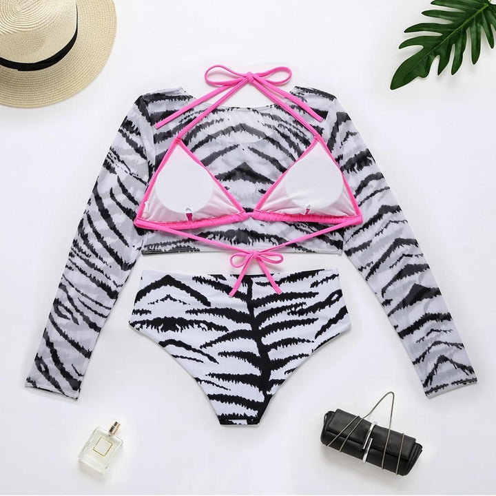 Three-piece Leopard Print Split Swimsuit Bikini Set Swimsuit Swimwear Image 4