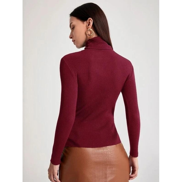 Turtleneck Ribbed Knit Sweater Image 6