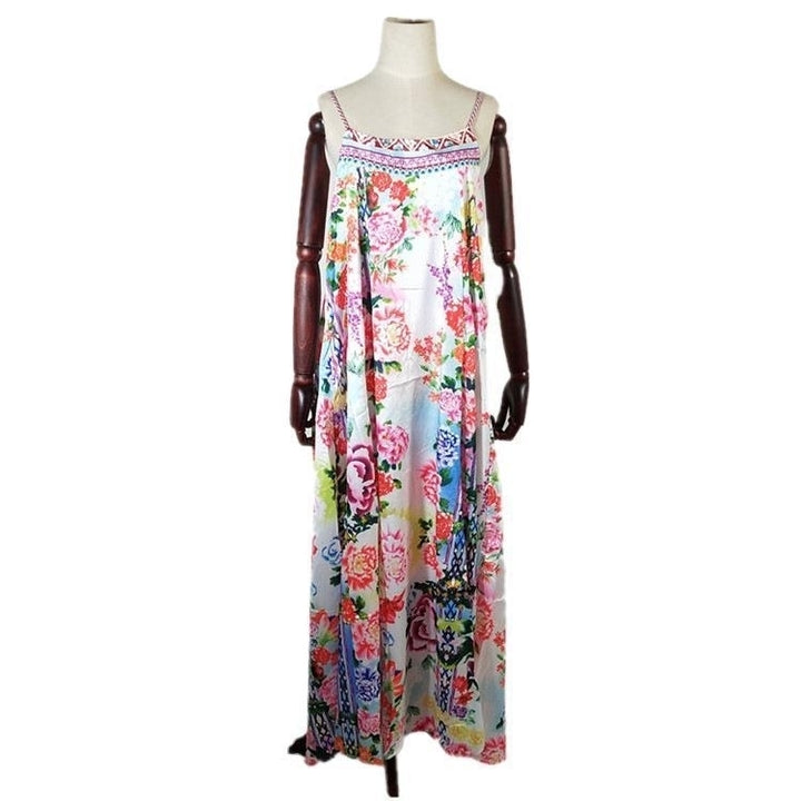 womens beach dress print suspender long dress sunscreen dress Image 6