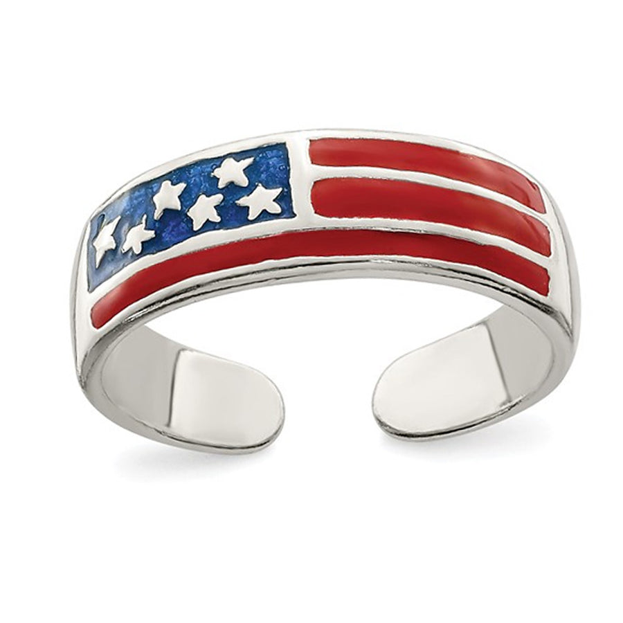 American Flag Toe Ring in Sterling Silver Image 1