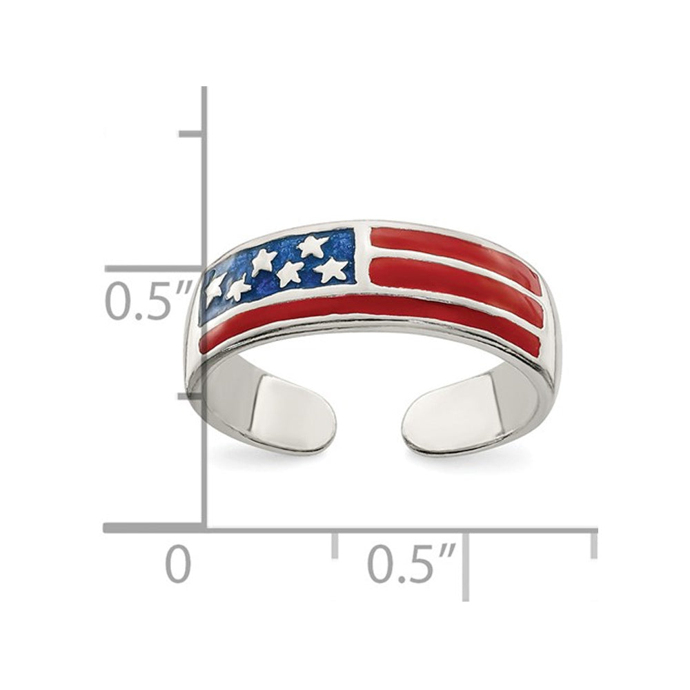 American Flag Toe Ring in Sterling Silver Image 2