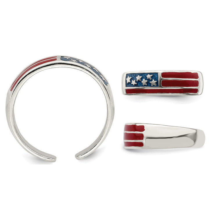 American Flag Toe Ring in Sterling Silver Image 3