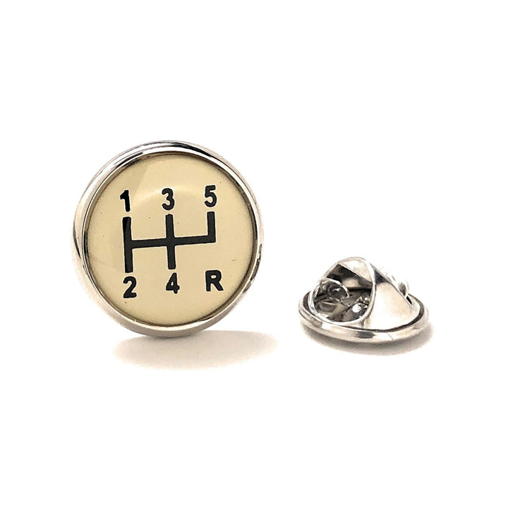 Lapel Pin White Gear Knob Black Enamel Pin Car Racing Automobile Tie Pin Car Lover Image 1