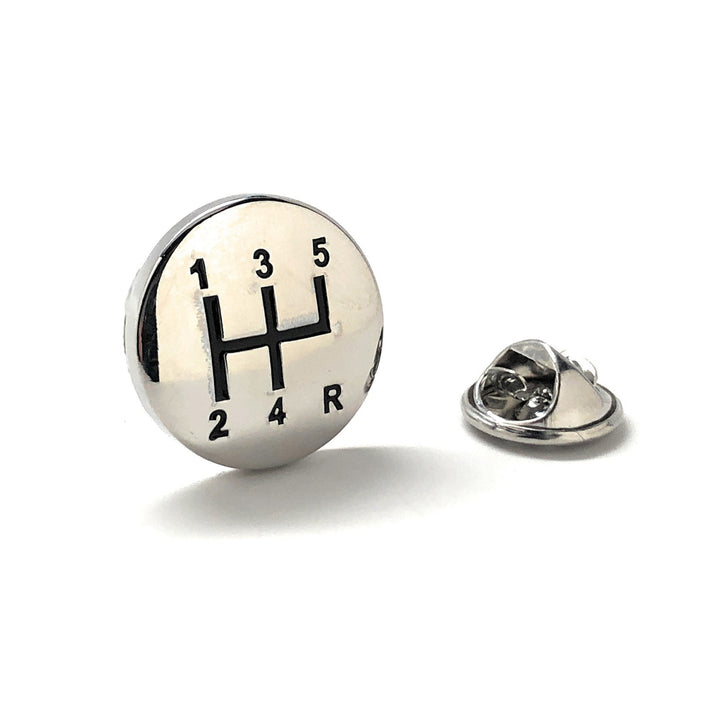 Lapel Pin Shiny Silver Gear Knob Black Enamel Pin Car Racing Automobile Tie Pin Car Lover Image 1