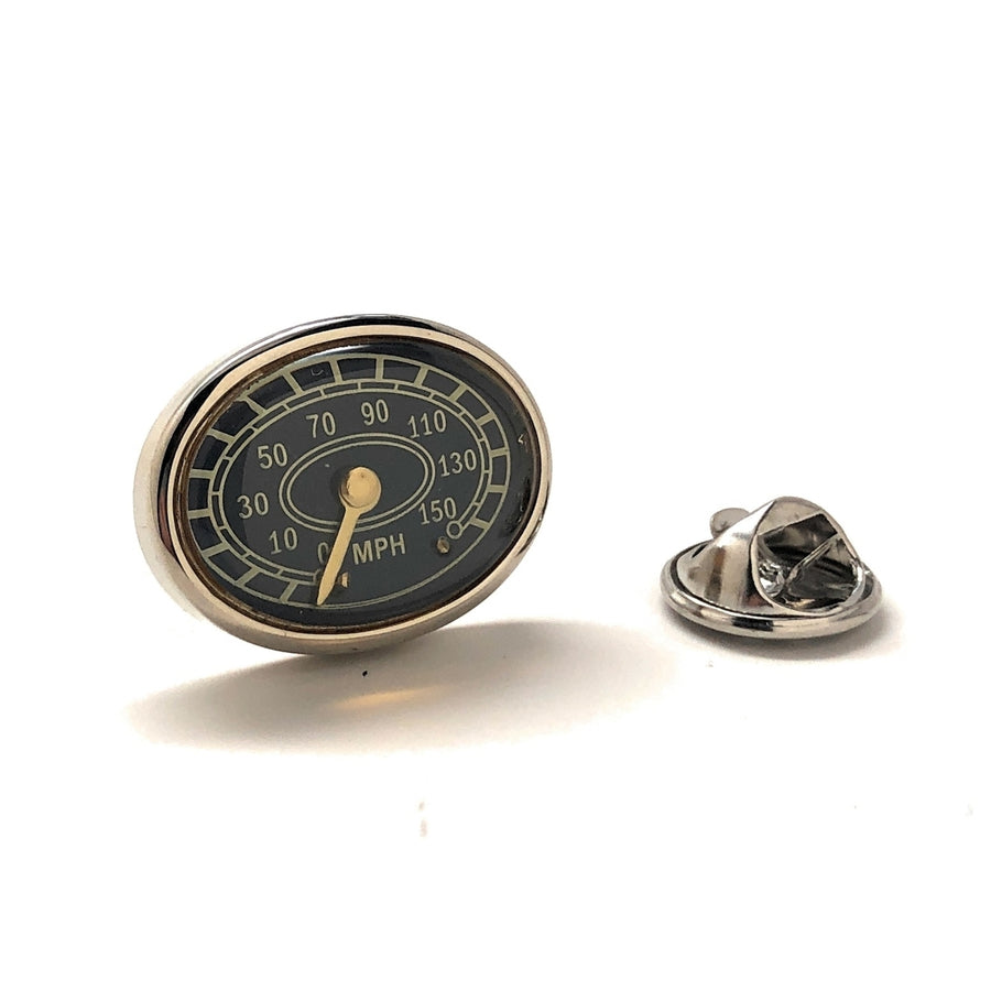 Lapel Pin Dark Blue Car Speedometer Gauge White Enamel Pin Car Racing Automobile Tie Pin Car Lover Image 1