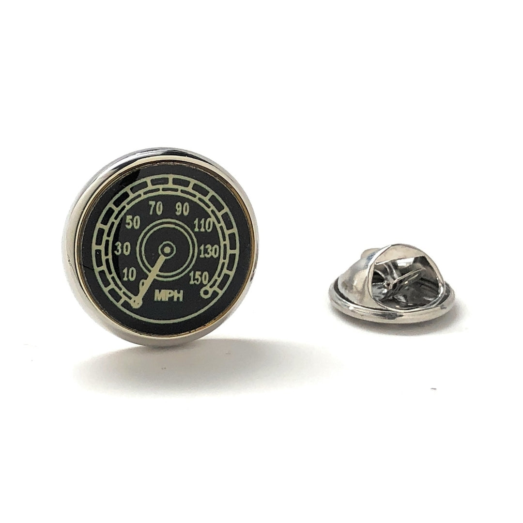 Lapel Pin Black Car Speedometer Gauge White Enamel Pin Car Racing Automobile Tie Pin Car Lover Image 1