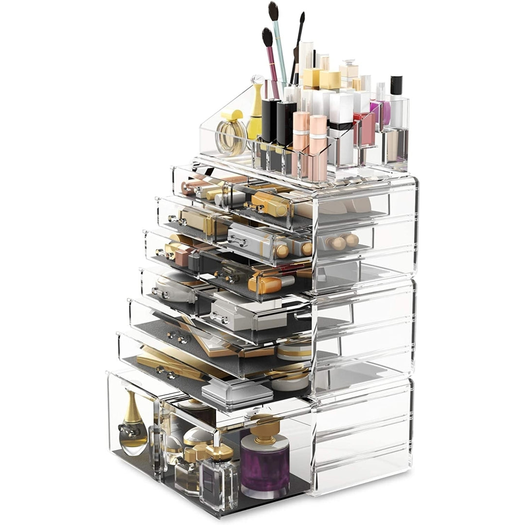 Makeup Cosmetic Organizer Storage Drawers Display Box Case with 12 Drawers(Clear) Image 1