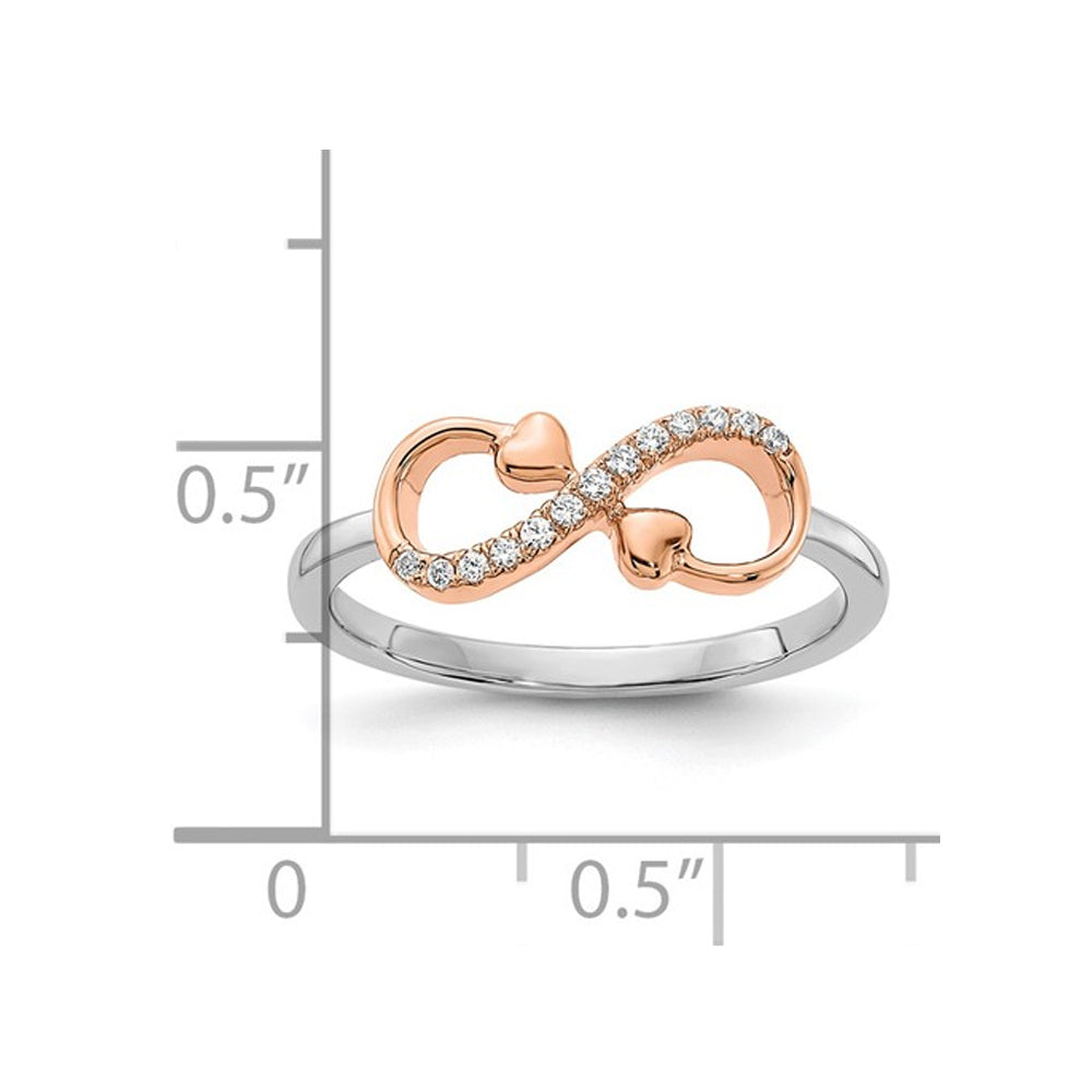 14K White and Rose Gold Infinity Heart Ring with Accent Diamonds Image 3