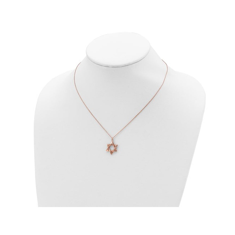 Rose Plated Sterling Silver Polished Star Of David Necklace with Chain (16.5 Inches) Image 3