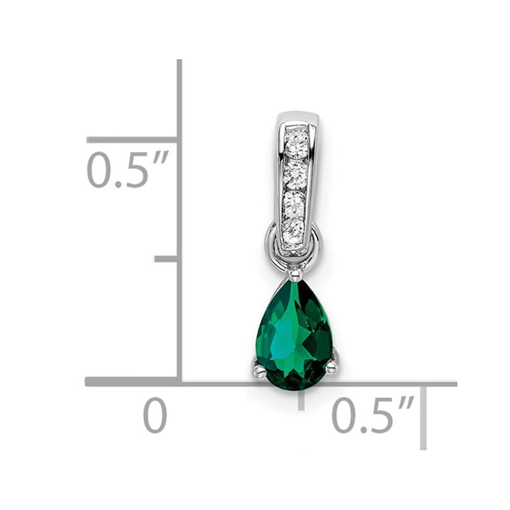 1/2 Carat (ctw) Lab-Created Drop Emerald Pendant Necklace in 10K White Gold with Chain Image 2