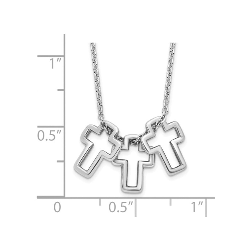 Polished Sterling Silver 3-Cross Necklace Image 3