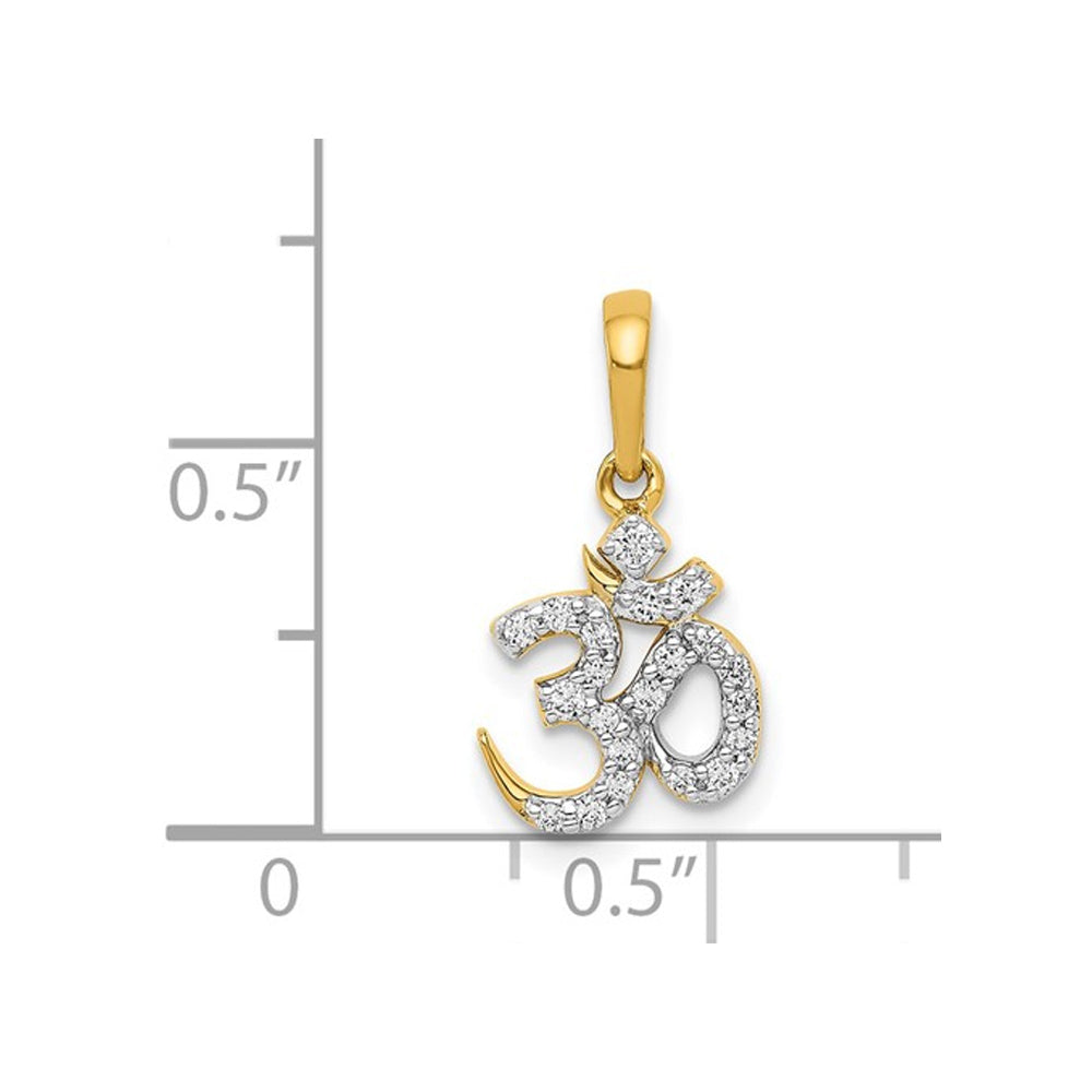 1/7 Carat (ctw) Diamond Ohm Symbol Charm Pendant Necklace in 14K Yellow Gold with Chain Image 2