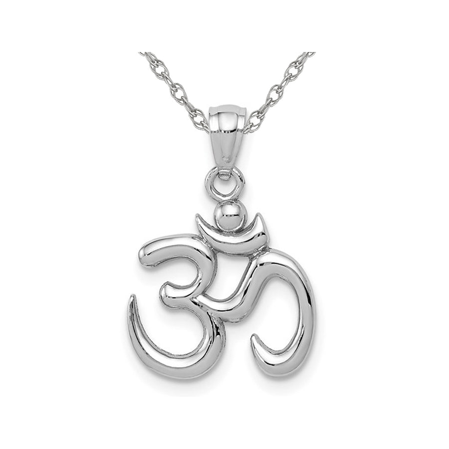 Ohm Symbol Pendant Necklace in 14K White Gold (OM) Image 1
