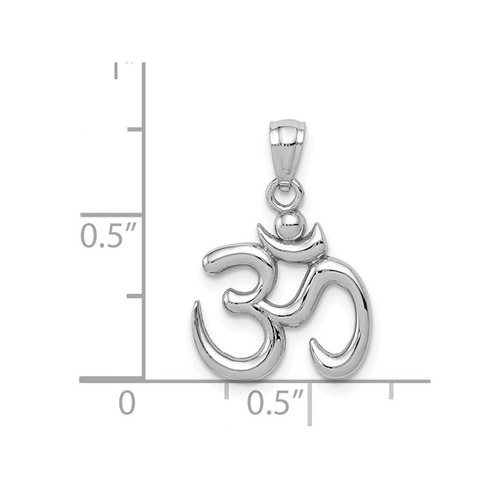 Ohm Symbol Pendant Necklace in 14K White Gold (OM) Image 2