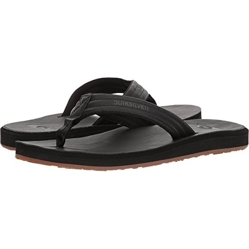 Quiksilver Mens Carver Nubuck Flip Flop Sandals Solid Black - AQYL100623-SBKM 11 SOLID BLACK Image 2