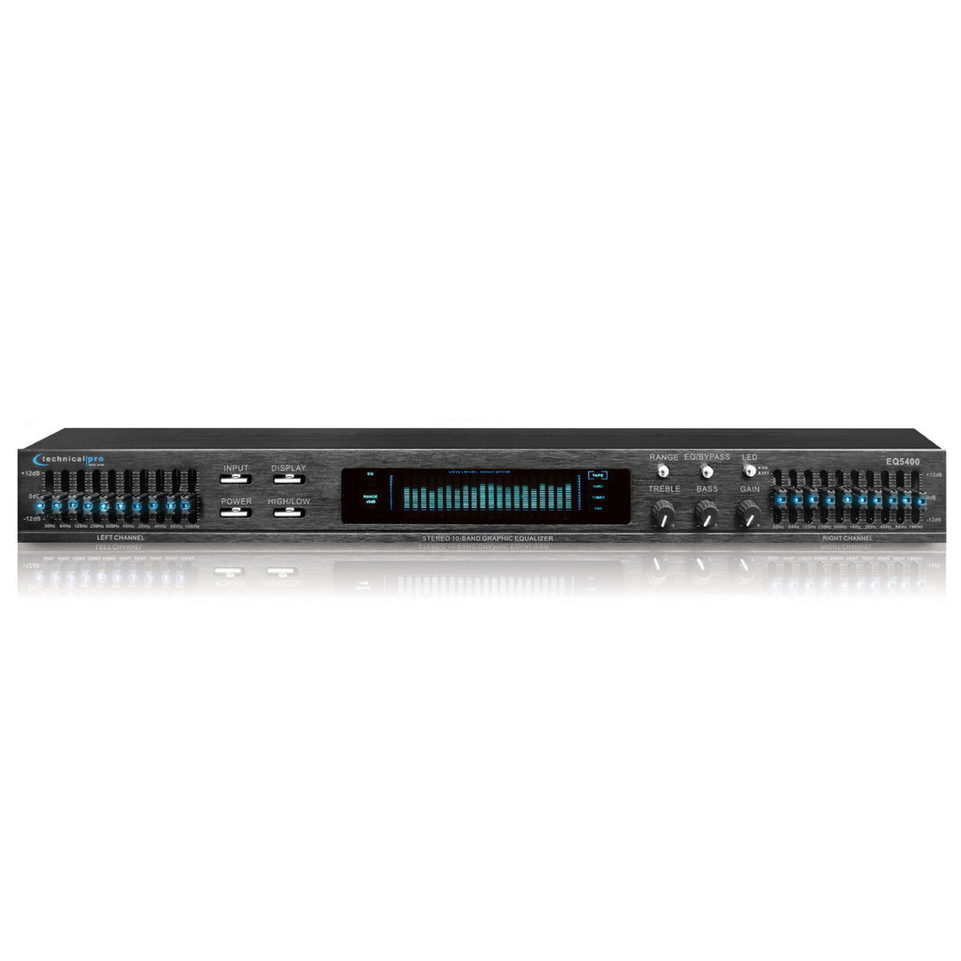 Technical Pro EQ5400 Dual 10 Band Equalizer with LED Indicators and RCA Inputs Image 1