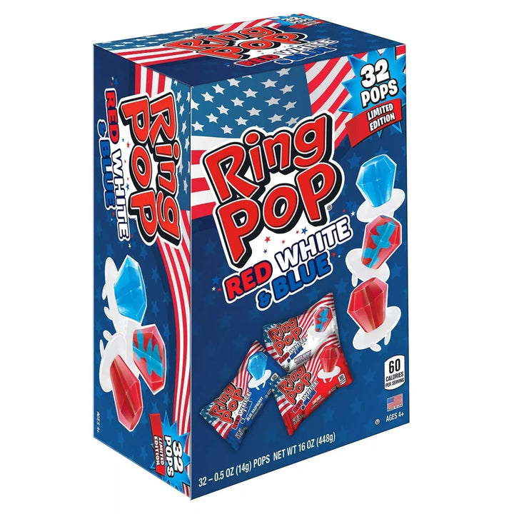 Ring Pop Limited Edition RedWhiteand Blue Lollipop Variety Pack (32 Count) Image 1