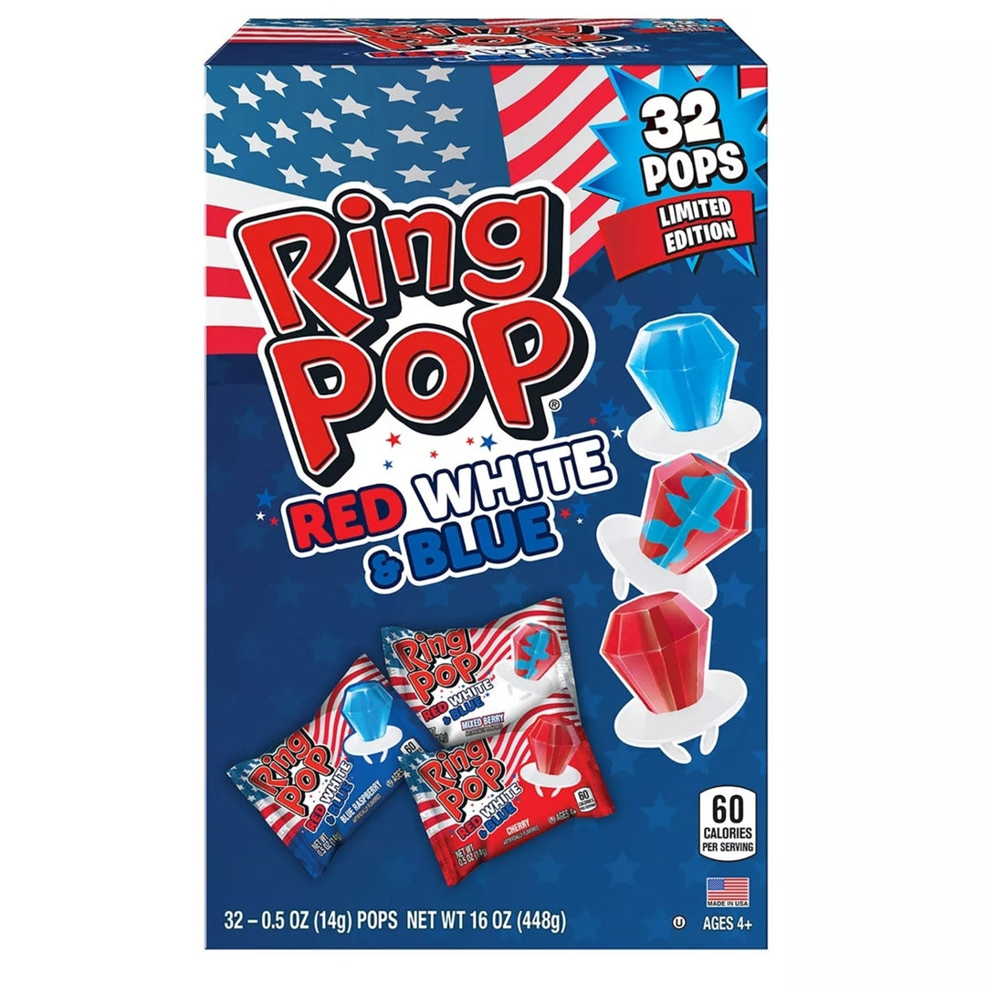 Ring Pop Limited Edition RedWhiteand Blue Lollipop Variety Pack (32 Count) Image 2