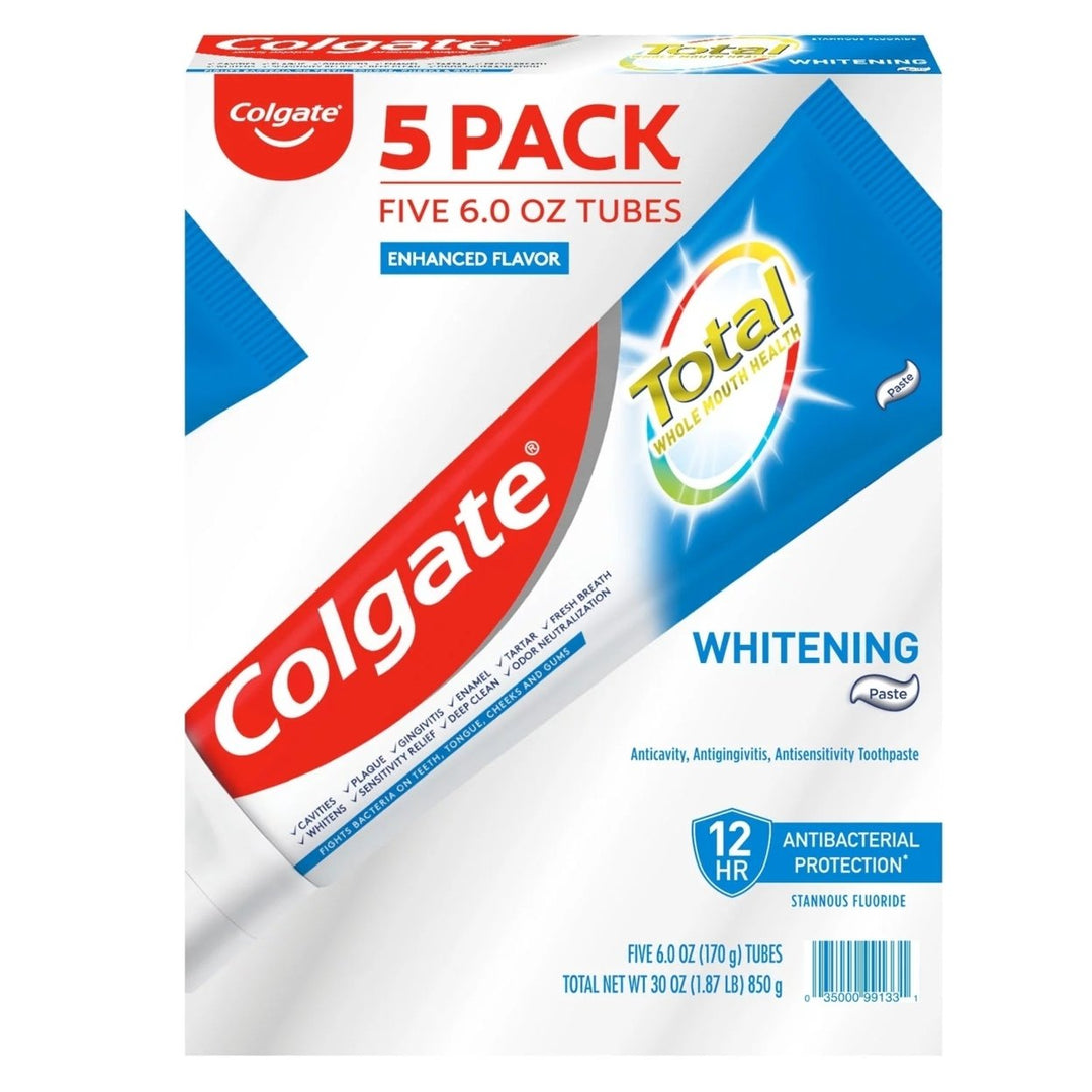 Colgate Total Whitening Toothpaste 6 Ounce (Pack of 5) Image 1