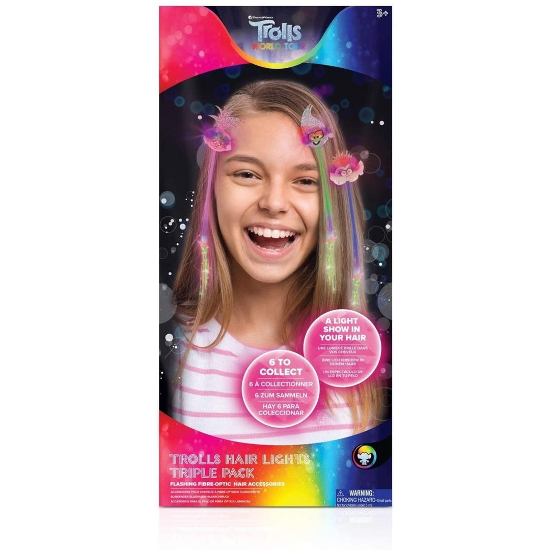Trolls World Tour Hair Lights 3pk Fibre Optic Color Extensions Clips Dreamworks WOW! Stuff Image 2