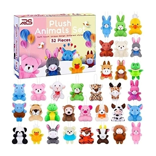 32 Pack Mini Plush Animals Toys Set Image 1