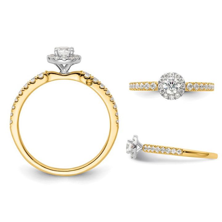 3/5 Carat (ctw I2-I3) Diamond Halo Engagement Ring in 14K Yellow Gold Image 3