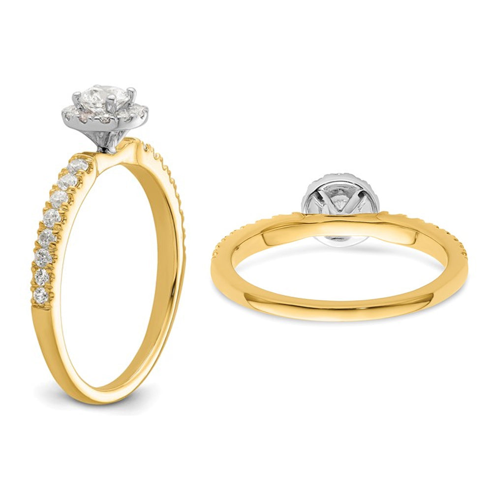 3/5 Carat (ctw I2-I3) Diamond Halo Engagement Ring in 14K Yellow Gold Image 4