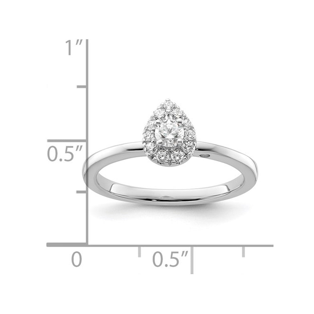 3/10 Carat (ctw I2-I3) Pear Drop Diamond Halo Engagement Ring in 14K White Gold Image 4