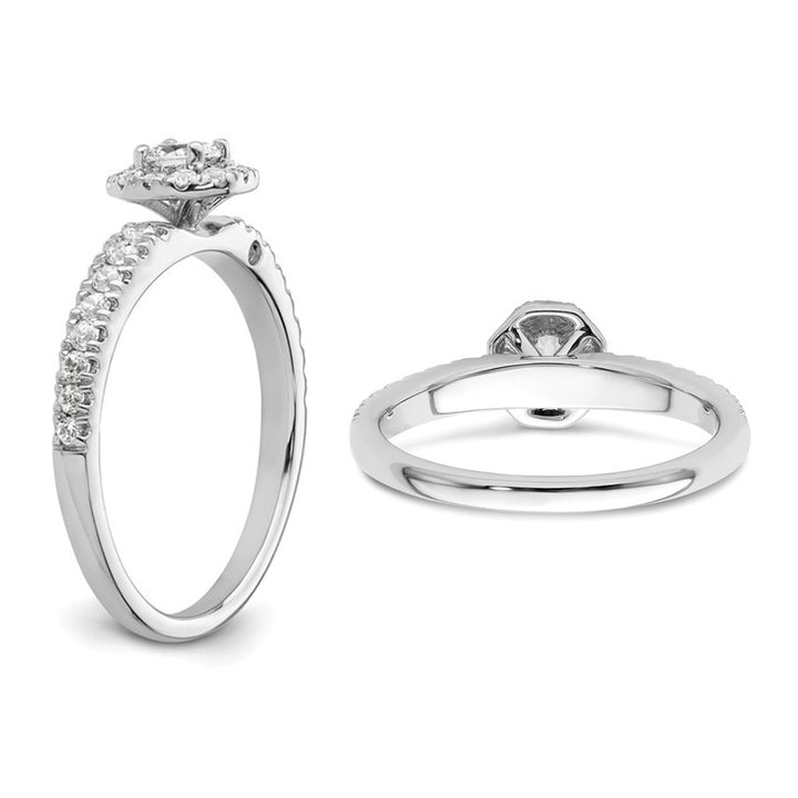 1/2 Carat (ctw I2-I3) Diamond Oval Halo Engagement Ring in 14K White Gold Image 4