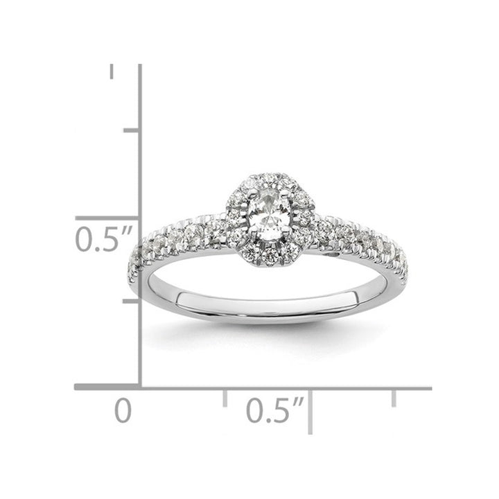 1/2 Carat (ctw I2-I3) Diamond Oval Halo Engagement Ring in 14K White Gold Image 4