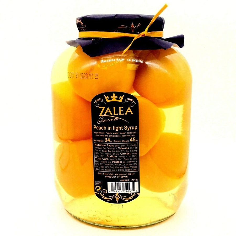 Zalea Gourmet Whole Peaches in Light Syrup 94 Ounce Jar Image 1