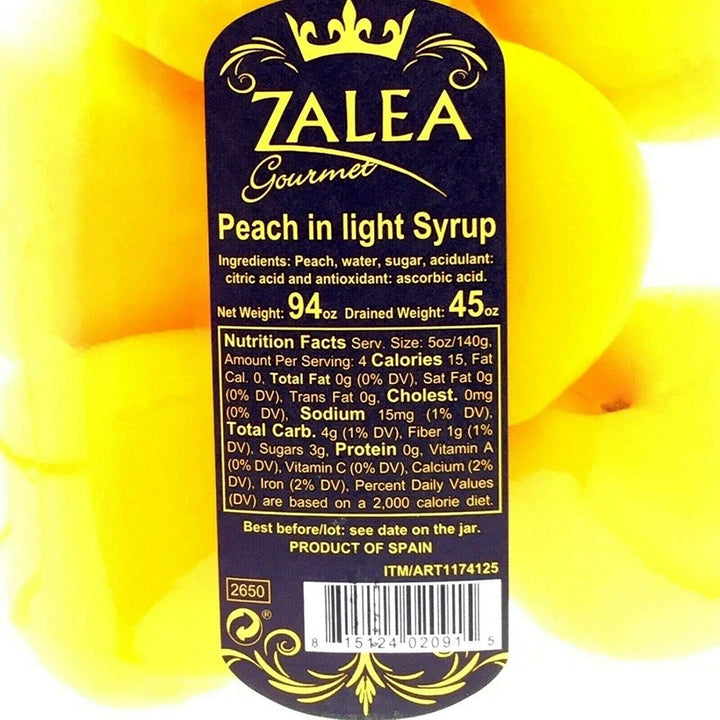 Zalea Gourmet Whole Peaches in Light Syrup 94 Ounce Jar Image 4