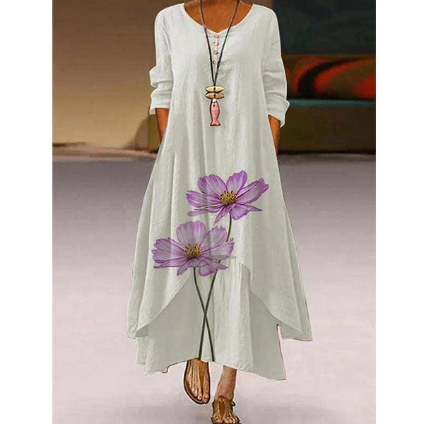 3/4 Sleeve Casual Asymmetric Maxi Dresses Image 1