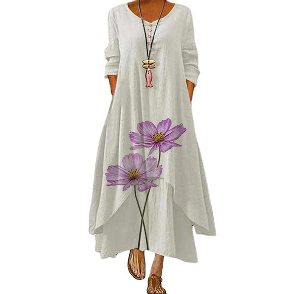 3/4 Sleeve Casual Asymmetric Maxi Dresses Image 4