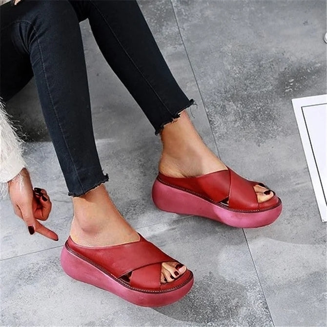 Platform Open Toe Comfy Casual Slide Sandals in 4 Color Choices Image 6