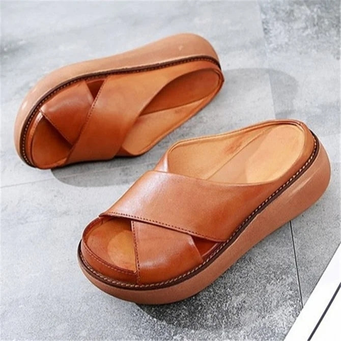 Platform Open Toe Comfy Casual Slide Sandals in 4 Color Choices Image 7