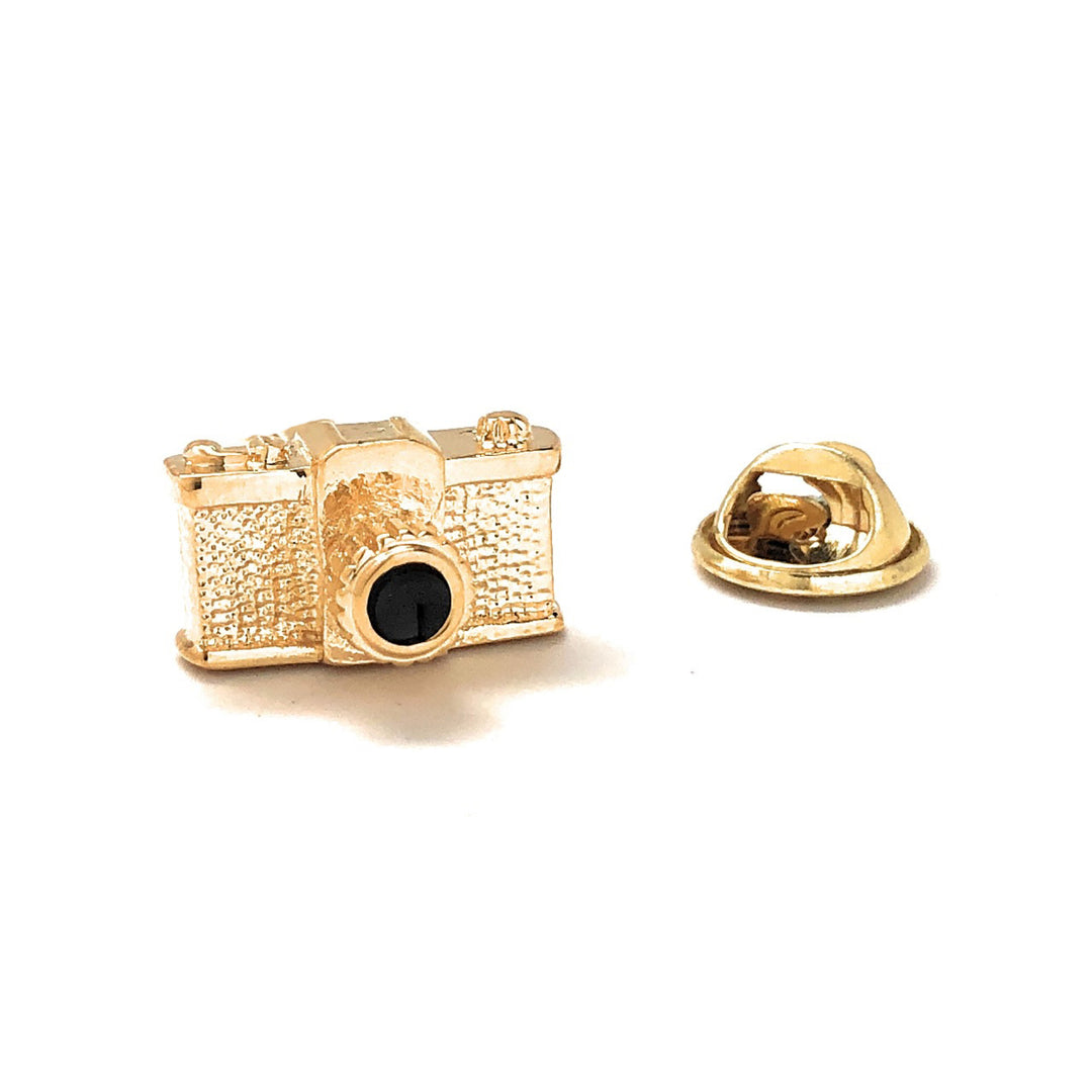 Lapel Pin 35MM Old School Camera Enamel Pin Gold with Black Enamel Lense Tie Pin Camera Lover Hobbey Enthosiast Image 1