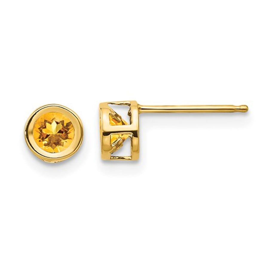 1/2 Carat (ctw) Citrine Solitaire Post Earrings in 14K Yellow Gold Image 1