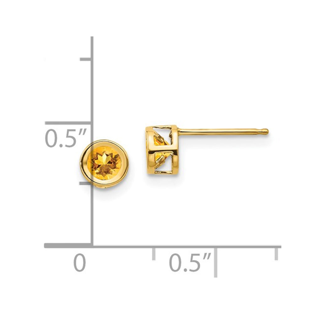 1/2 Carat (ctw) Citrine Solitaire Post Earrings in 14K Yellow Gold Image 2