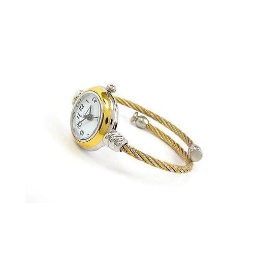 Two Tone Gold Silver Geneva Cable Band Ladies Bangle Watch Image 3