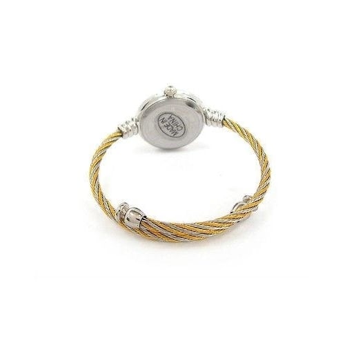 Two Tone Gold Silver Geneva Cable Band Ladies Bangle Watch Image 4