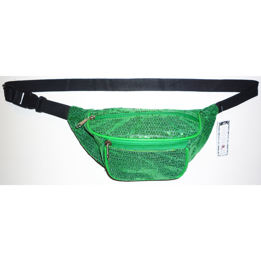 Sequin Fabric Fanny Pack EMERALD GREEN Image 1