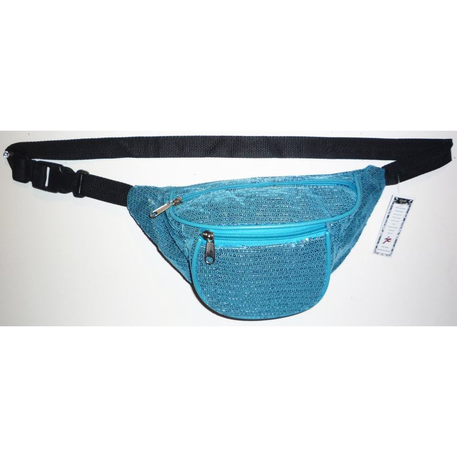 Sequin Fabric Fanny Pack TURQUOISE Image 1