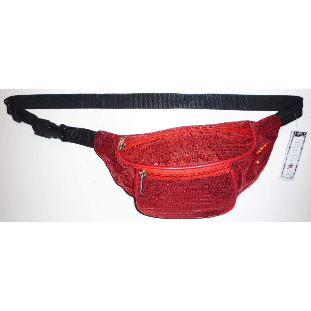 Sequin Fabric Fanny Pack RED Image 1