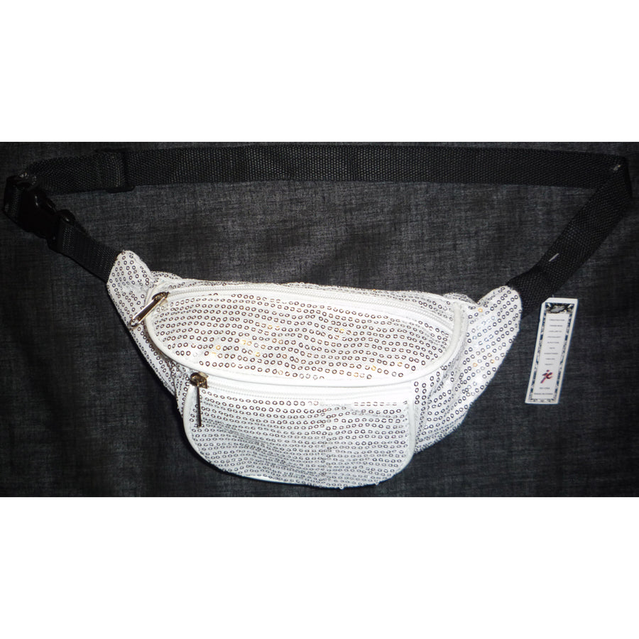 Sequin Fabric Fanny Pack SILVER WHITE Image 1