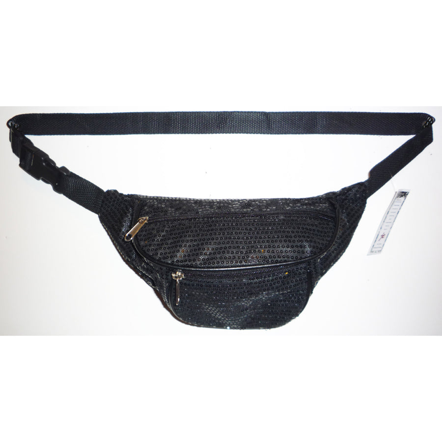 Sequin Fabric Fanny Pack BLACK Image 1