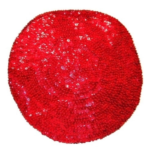 Sequin Beret Style Cap Red Image 1
