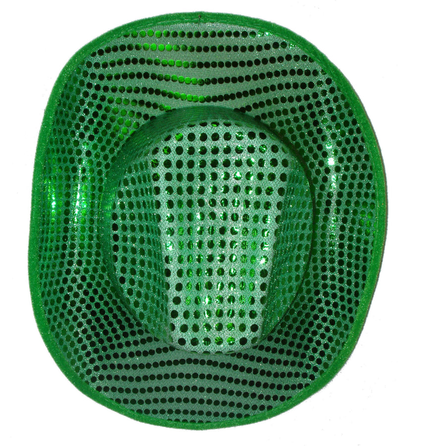 Metallic Sequin Fabric COWBOY Hat EMERALD GREEN Image 1