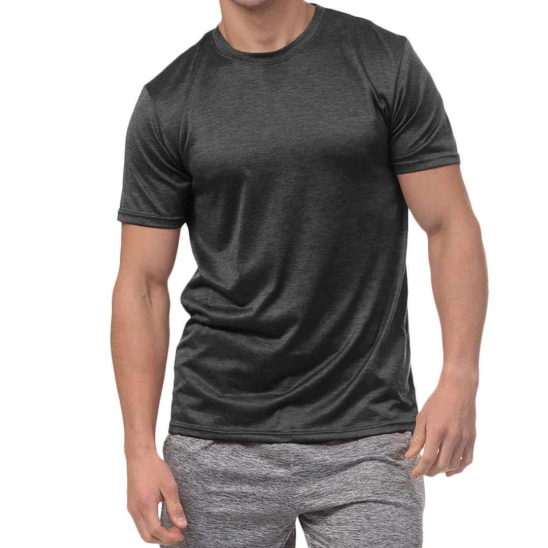 5-Pack: Mens Active Moisture Wicking Dry Fit Crew Neck Shirts Image 2