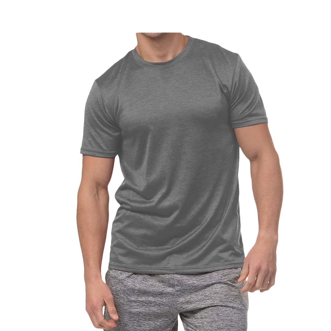 5-Pack: Mens Active Moisture Wicking Dry Fit Crew Neck Shirts Image 3
